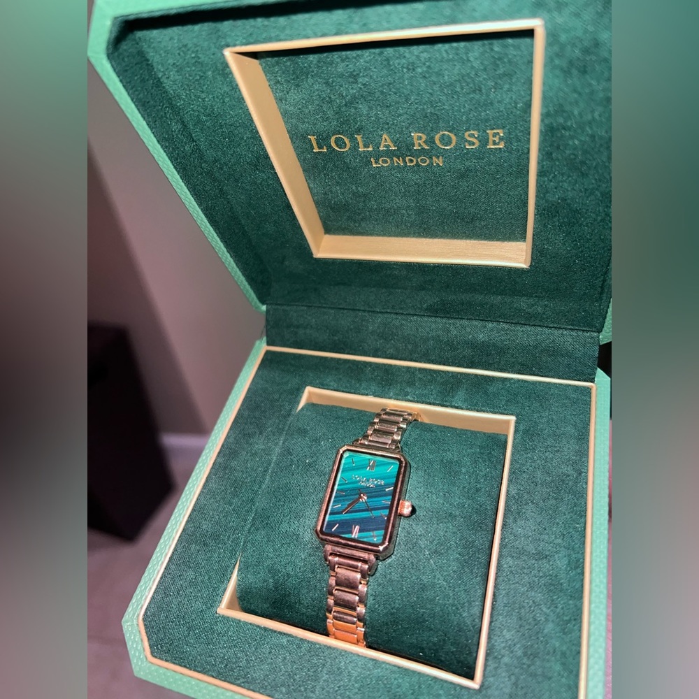 Lola Rose London Rose Gold Malachite Textured Watch